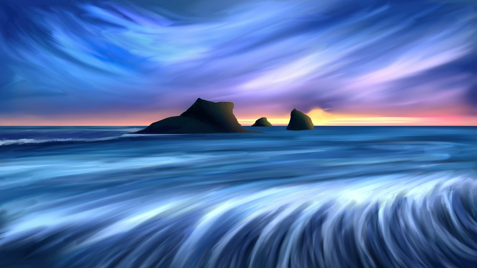 पानी से सूर्यास्त