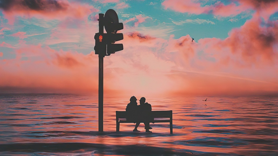 समुद्र के बीच में बैठे 5 के