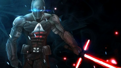 अरखाम नाइट होल्डिंग काइलो रेन लाइटसैबर