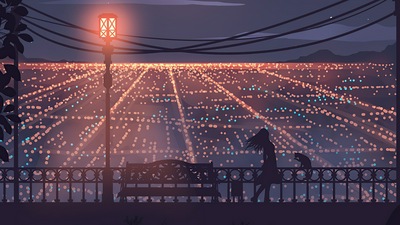 लड़की बिल्ली आफ्टरग्लो 5के