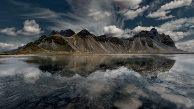 पहाड़ों आकाश प्रतिबिंब झील